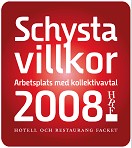 Symbolen f�r att arbetsplatsen inom hotell- och restaurangbranschen har kollektivavtal.