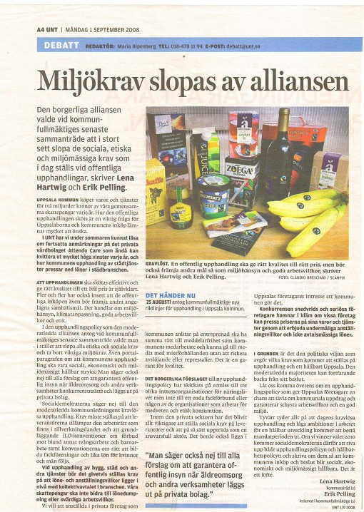 Milj�krav slopas av alliansen