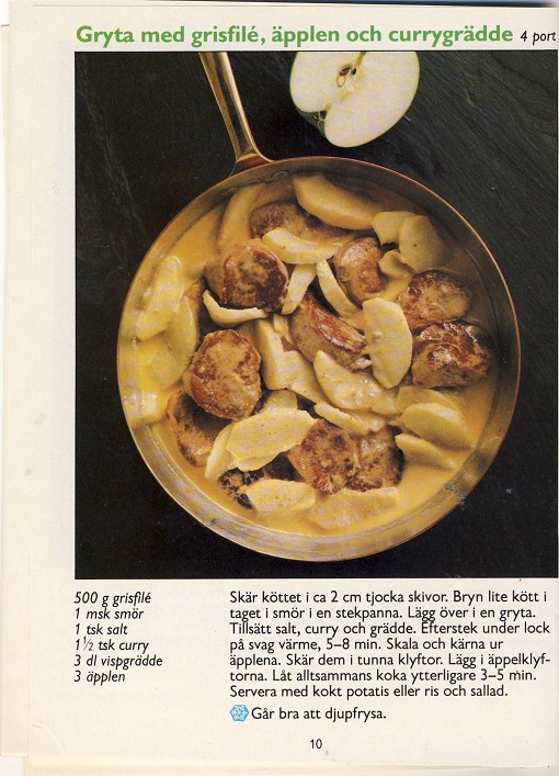 Gryta med grisfile, äpplen och currygrädde